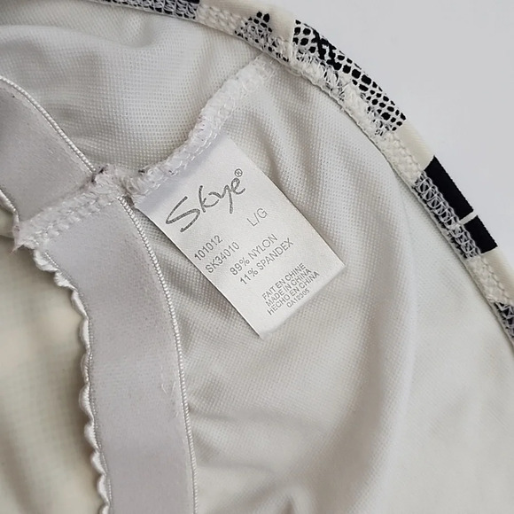 Skye 2 Piece Women Bikini Halter Tankini Swimsuit Black Cream Floral Print  Sz L - Picture 10 of 16